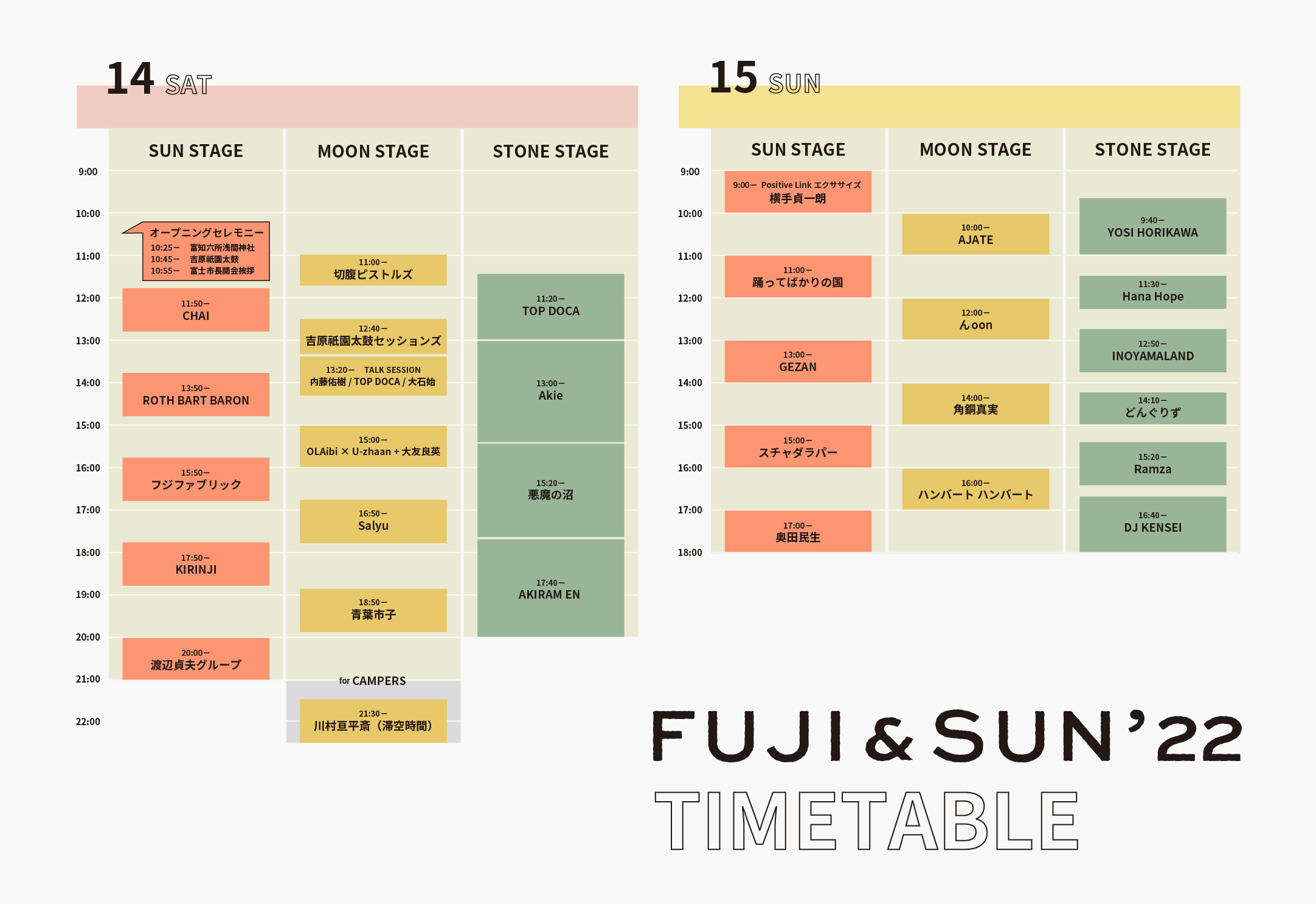 FUJI & SUN '22」タイムテーブルを発表！その他追加コンテンツも発表