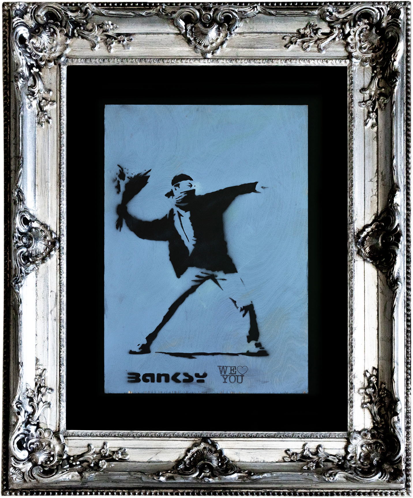 クリアランス直販 バンクシー Banksy 花束を投げる男 キャンバス