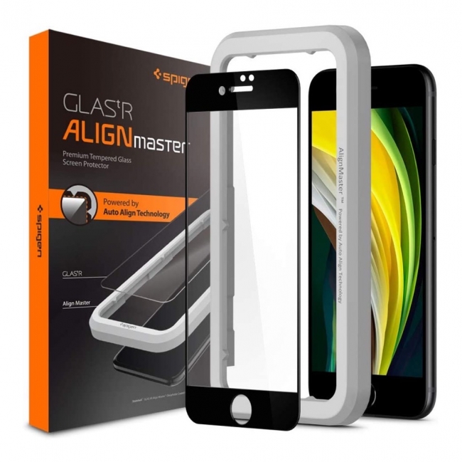 もう失敗しない Spigen 専用の貼り付けガイド枠付きiphone Se用全面保護ガラスフィルム Align Master フルカバーブラック を発売 ファイブスターエレメンツ株式会社のプレスリリース