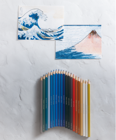 葛飾北斎の名作『冨嶽三十六景』をイメージした色鉛筆「江戸をぬり