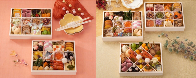 (画像左):1.美的おせち 二段重、(画像右):2.美的おせち 三段重 (画像左):1.美的おせち 二段重、(画像右):2.美的おせち 三段重