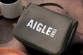 AIGLEの白いロゴがカーキのナイロン地に映える!『AIGLE吊るせるマルチ “ギア” ポーチ』がBE-PAL最新号の特別付録に登場!