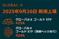Global X Japan株式会社「グローバルX ゴールド ETF」【425A】、「グローバルX ゴールド ETF(為替ヘッジあり)」【424A】東京証券取引所に新規上場
