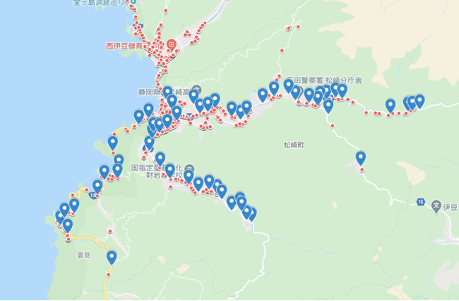 図：バス停位置とタクシー乗降場所のプロット