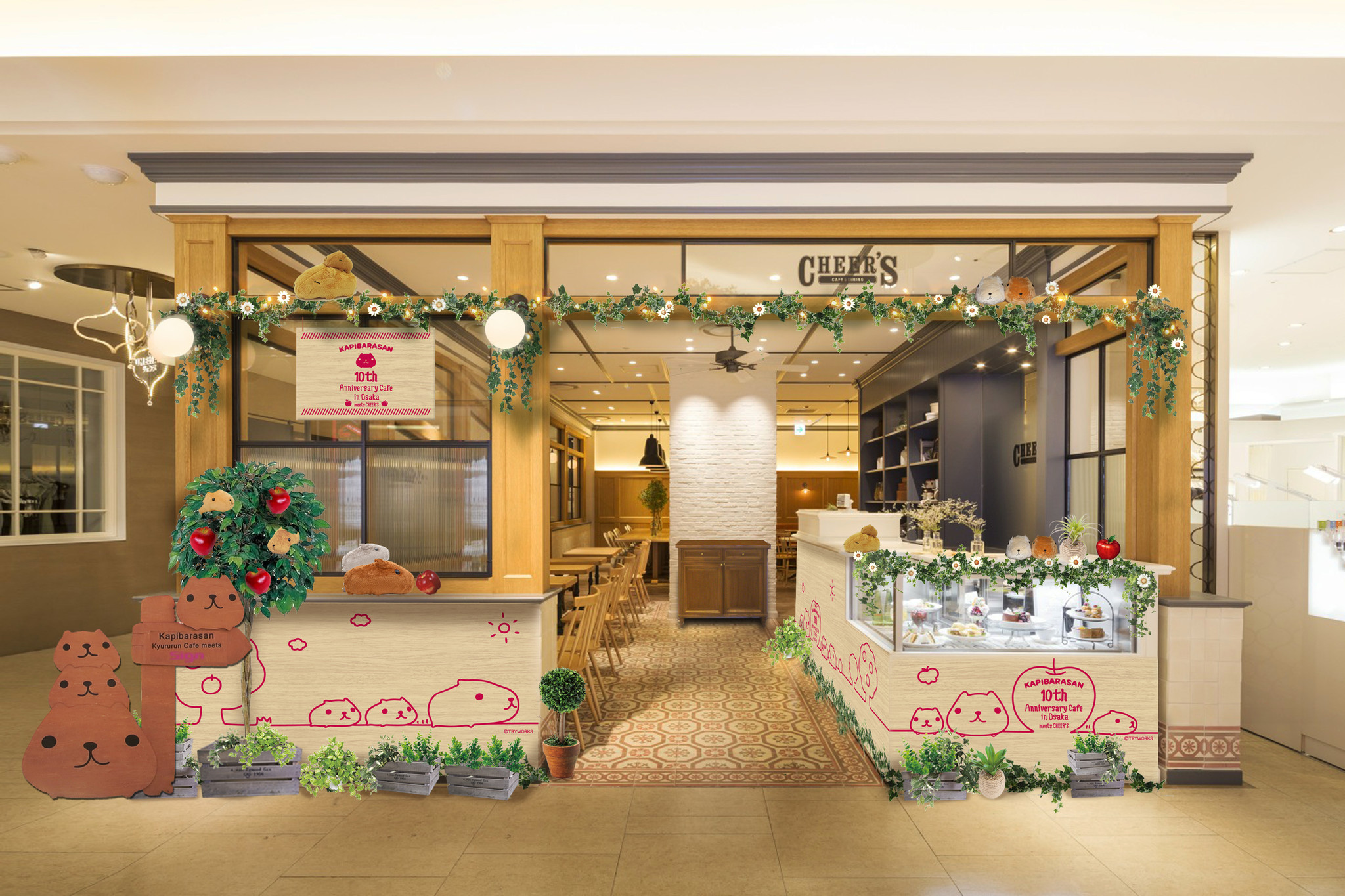 カピバラさんコラボカフェ Kapibarasan 10th Anniversary Cafe In Osaka Meets Cheer S 梅田に期間限定オープン 株式会社バンダイのプレスリリース