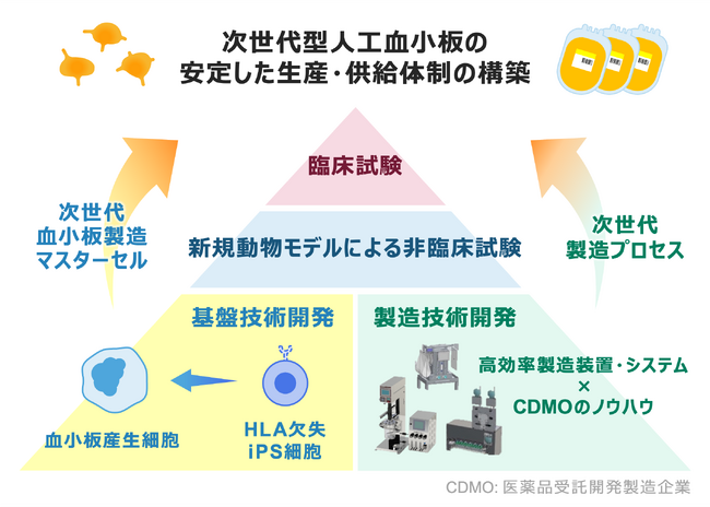 「高品質人工血小板の連続製造システムの研究開発とその実用化」の事業イメージ