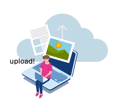 文書や写真をクラウドにアップロード