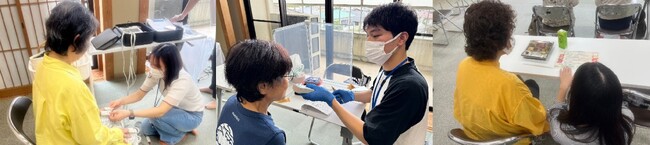 学生が健康チェックを実施する様子