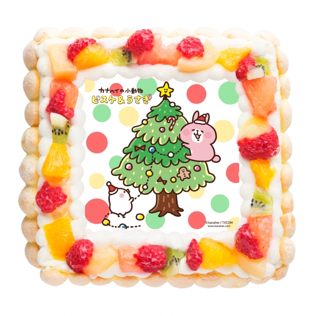 Lineスタンプでも大人気のゆるくてかわいい2匹がクリスマスケーキに ピスケ うさぎ のキャラクターケーキ にクリスマス限定デザイン登場 株式会社bakeのプレスリリース