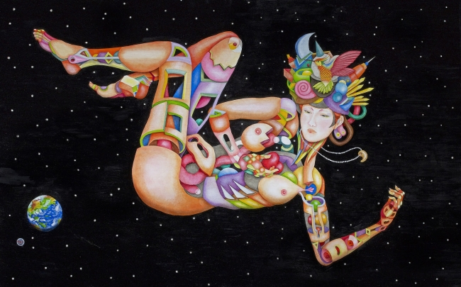 Fumiya Fujii／藤井フミヤ AI Girl in Space 2018 Oil on canvas