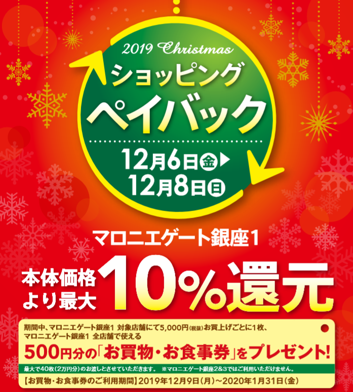 マロニエゲート銀座1 12 6 金 より 最大10 還元 ショッピングペイバック 開催 三菱地所プロパティマネジメント株式会社のプレスリリース