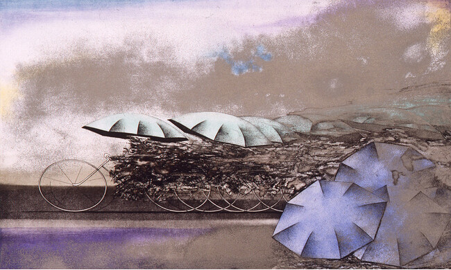 黒田茂樹 《Sand glass》1990年　エッチング、アクアチント、ルーレット、ドライポイント、リフトグランド　38.5×61.0cm