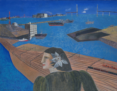 林敬二《横浜港》1988年　油彩、キャンバス　91.0×116.0cm