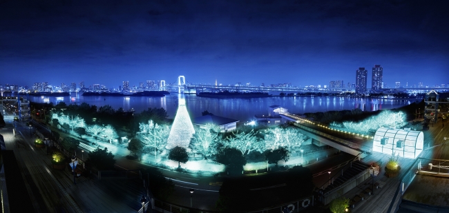 東京湾の夜景とレインボーブリッジを背景に 約２２０ ０００球が輝く お台場イルミネーション Yakei 冬ver 東急不動産scマネジメント株式会社のプレスリリース
