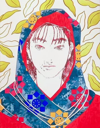 河野沙也子「昔の人に君をなしつる」 (日本画、麻紙・墨・顔料、6号） 55,000円