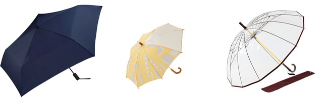 「Wpc.」折りたたみ雨傘（６０ｃｍ）　５,５００円　こども用傘（５０ｃｍ） ２,２００円　「ホワイトローズ」 雨傘　“十六夜”（５８ｃｍ） 　１１,０００円