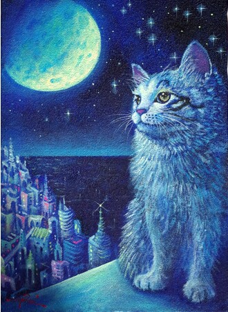 「Moonlight Cat」　 （油彩、F4号） 176,000円