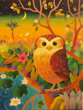 「HAPPY OWL」 （油彩、6号、額装） 330,000円