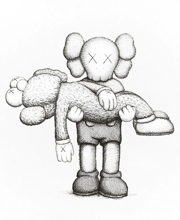 KAWS「Companionship in the Age of Loneliness」(167×750cm) 素材：シルククリーン（額装済み）、アートブック 税込み価格 3,300,000円