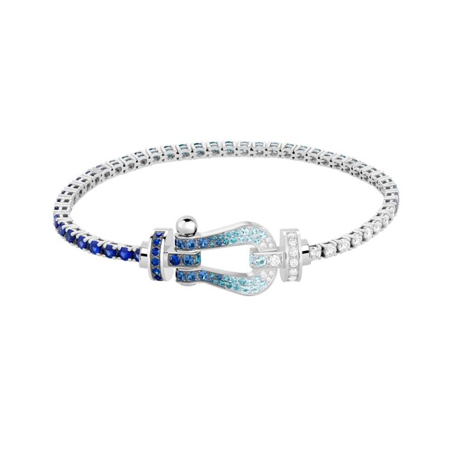 “フォース10” ブレスレット Blue shades（K18ホワイトゴールド、ダイヤモンド、サファイヤ、ブルートパーズ、アクアマリン）3,663,000円