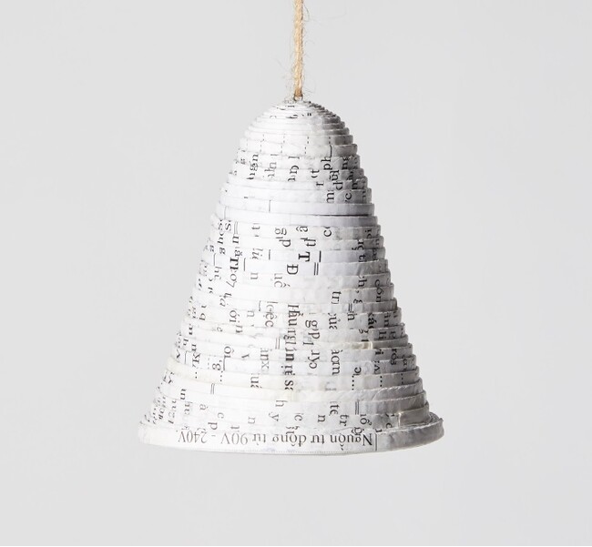 Recycling paper ornament_M_Bell_w／white 　847円