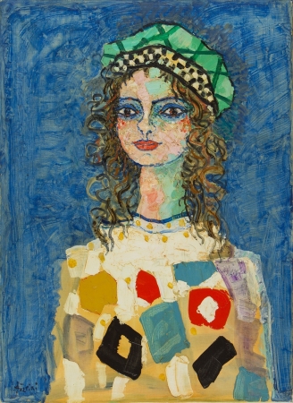 ベレー帽の若い女100×73cm