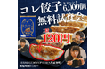 今年最後の大盤振る舞い!1粒120円の高級餃子「コレ餃子」6,000個 無料試食会&CM撮影会に100名様ご招待!