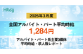 全国アルバイト・パート平均時給は「1,284円」【2025年3月度 アルバイト・パート 平均時給・求人数レポート】