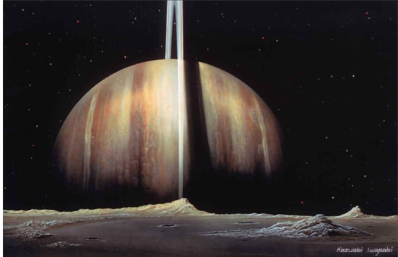 岩崎氏の代表作「テチス衛星の赤道付近から見た土星」