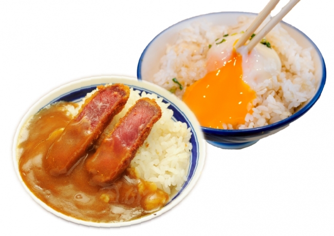 最後はカツカレーや贅沢卵かけご飯にして締めるのが勝牛流。