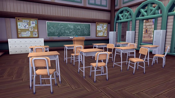 ▼既存の黒板や学校机と組み合わせればマイホームが教室に！