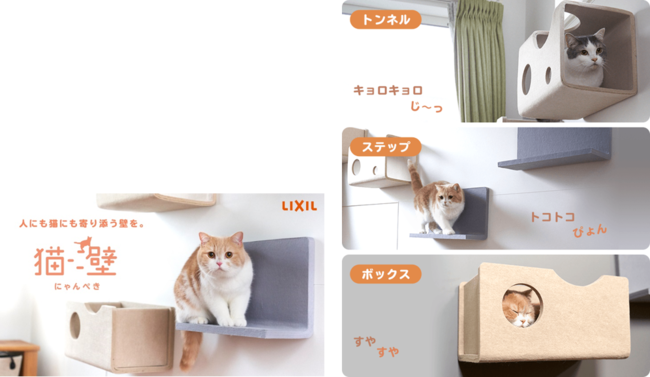 Lixil 愛猫の性格や成長に合わせて 自由自在にレイアウト変更可能なマグネット脱着式キャットウォール 猫壁 にゃんぺき を開発 株式会社lixilのプレスリリース