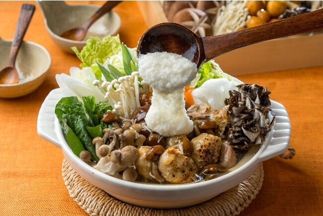 ▲大なめこ・なめたけ餡の温活とろろ鍋 ▲大なめこ・なめたけ餡の温活とろろ鍋
