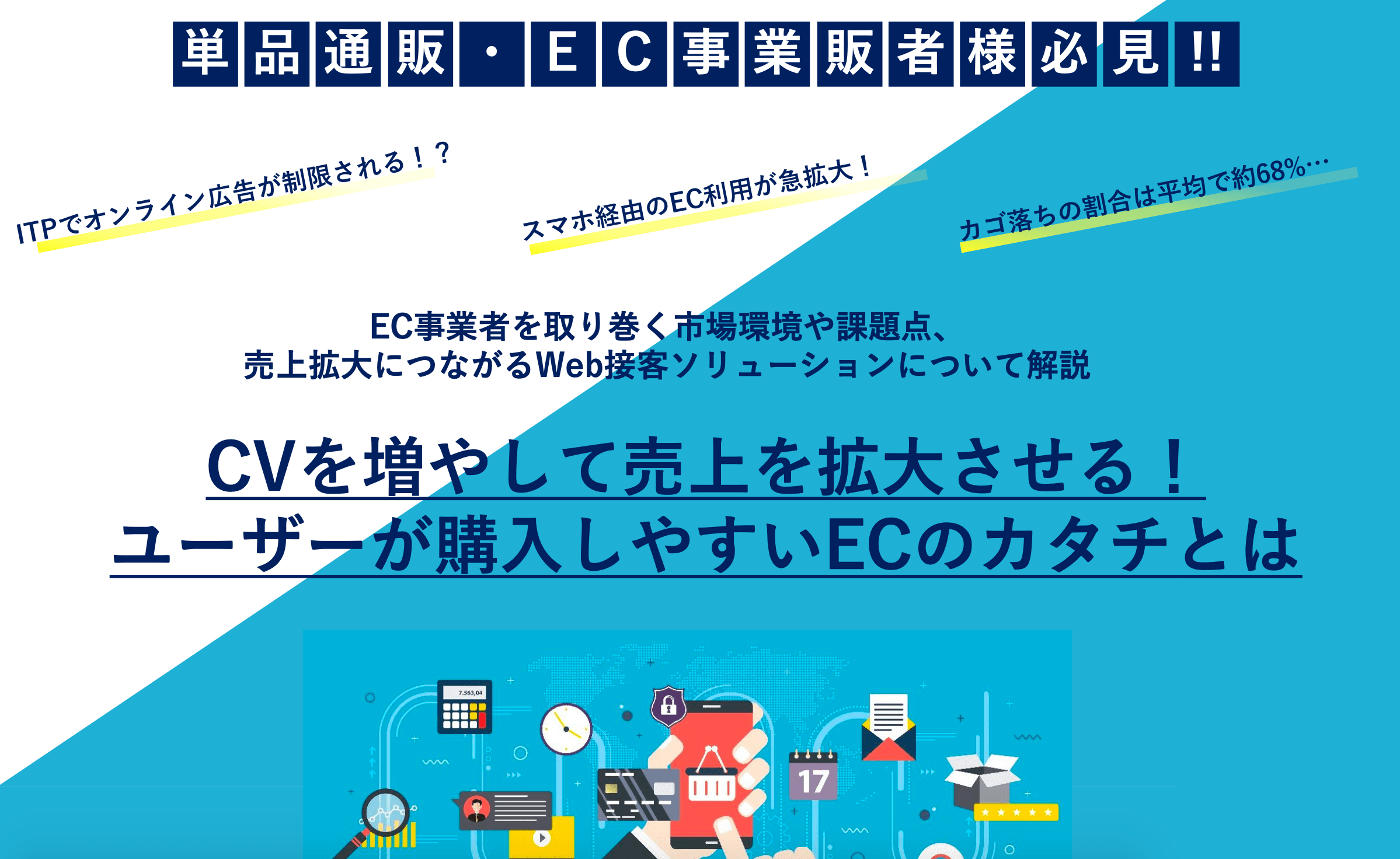 【EC売上拡大のコツを無料公開！】売り上げ拡大に悩むECの市場環境とは？カゴ落ちやオンライン広告制限を改善。ユーザーが購入しやすいECのカタチ