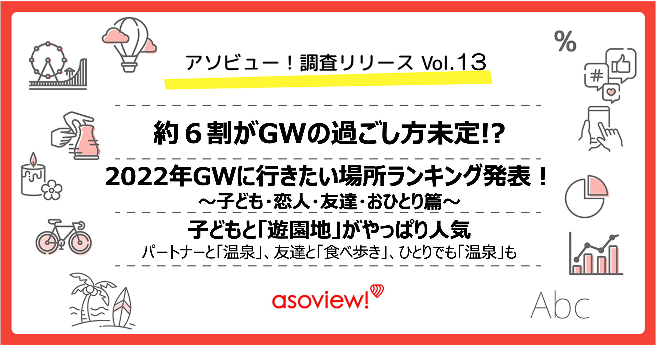 アソビュー 調査リリース 約６割がgwの過ごし方未定 22年gw に行きたい場所ランキング発表 子ども 恋人 友達 おひとり篇 アソビュー株式会社のプレスリリース