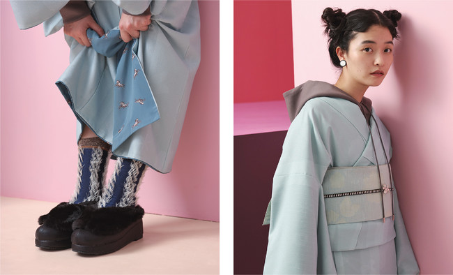 カジュアルきもの　モチーフ　ミント　60,500円（税込・お仕立て付き）