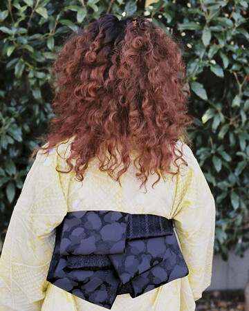 博多紋紗半巾帯：カモフラ黒