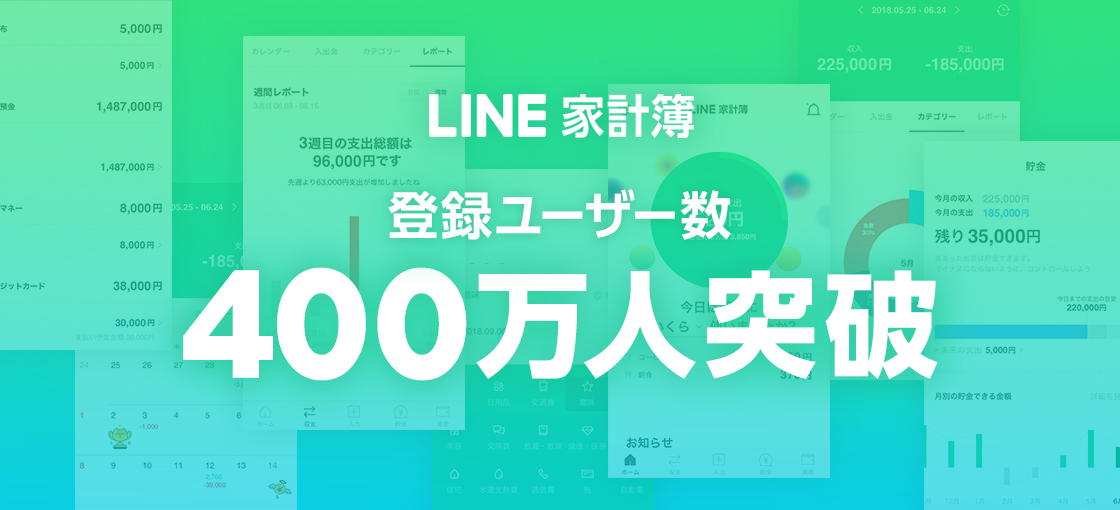 LINE家計簿、登録ユーザー数が400万人を突破！　アプリ版新機能として、予算管理機能の提供を10月上旬より開始