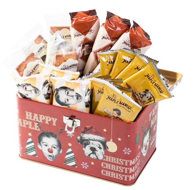 メープル菓子専門店「ザ・メープルマニア」から、季節限定「メープルクリスマス缶」を今年も数量限定発売 ！ | 株式会社シュクレイのプレスリリース