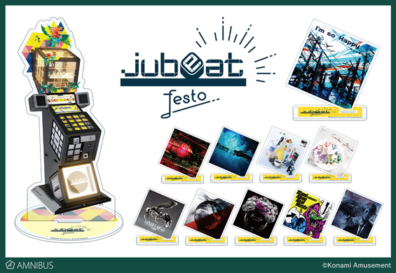 jubeat festo』の筐体アクリルスタンド、トレーディングスクエア缶