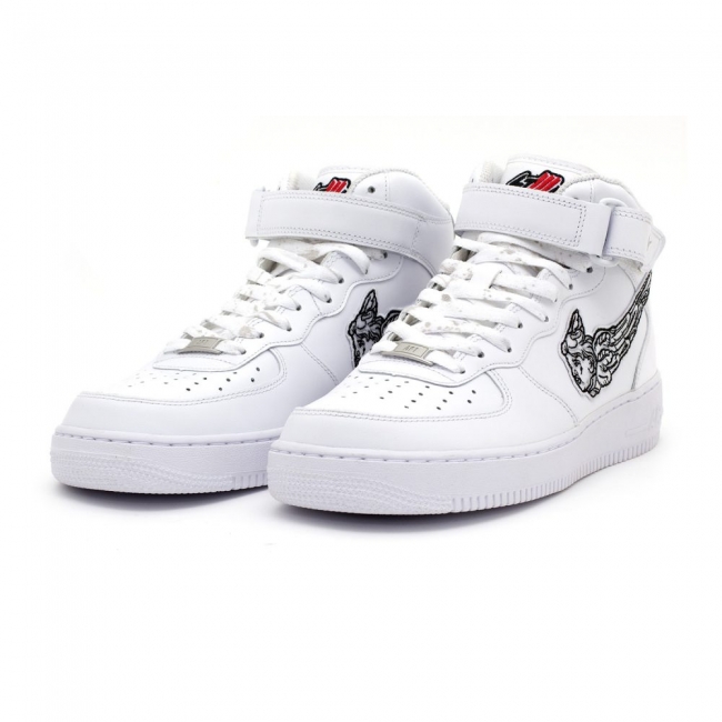 CHERUB AIR FORCE 1 White  White Mid Custom Sneakers