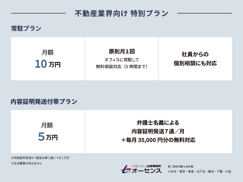 多数の不動産法務の実績から誕生した新プラン 常駐プラン と 内容証明付帯プラン をリリース 法律事務所オーセンス 弁護士法人法律事務所オーセンスのプレスリリース