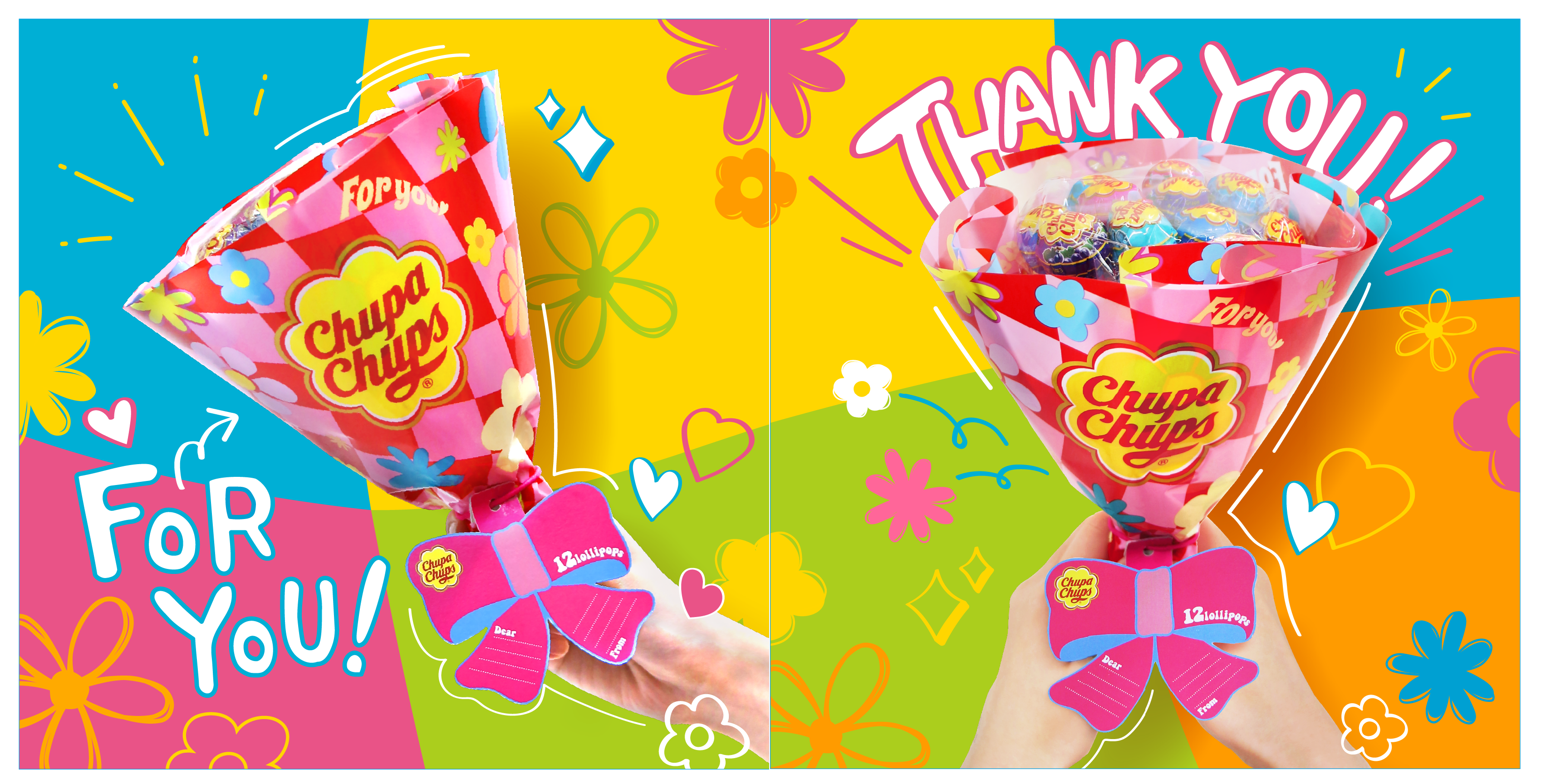 Chupa Chups For You チュッパチャプス フラワーブーケ がデザインリニューアル 手軽に 家族や友達に贈るプレゼント として最適 飾っても楽しめるカラフルな花束が1月24日より全国発売 クラシエフーズのプレスリリース
