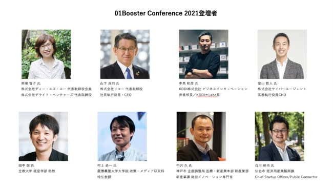 01Booster Conference 2021第一弾発表登壇者（一部）