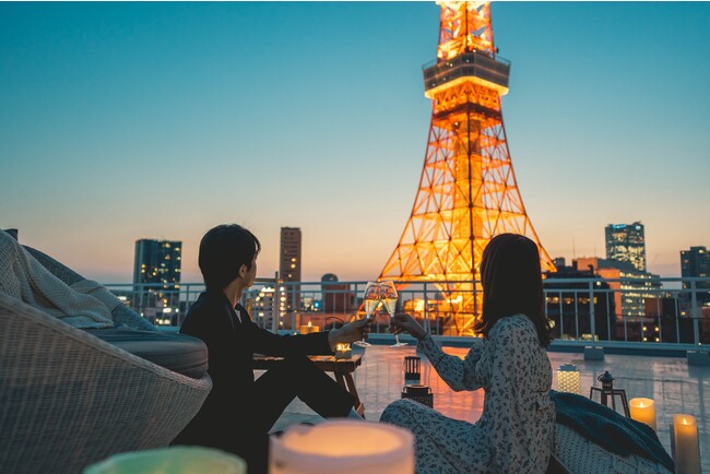 屋上で夜ピクニック