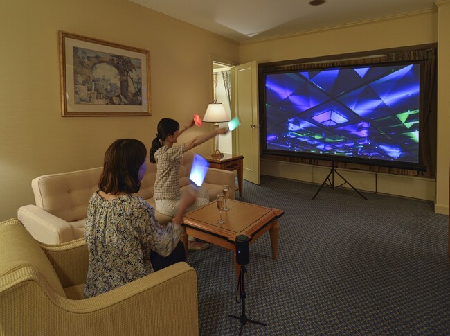 最大100インチの大画面で映像を楽しめる客室 イメージ