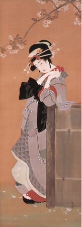 島成園《桜花美人》 大正12年（1923）頃 木原文庫