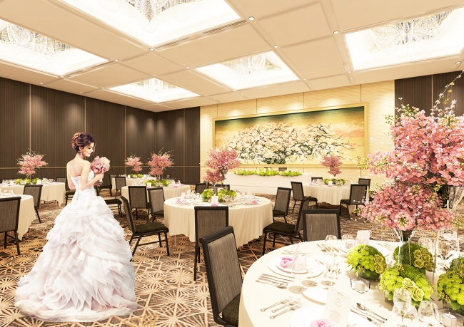 当ホテル最大の宴会場「春秋」完成予想図。婚礼イメージ