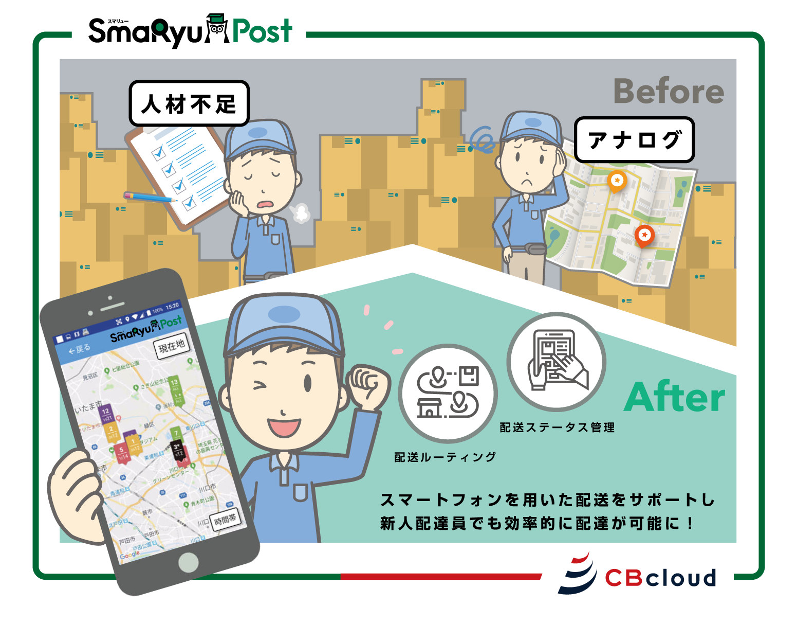 CBcloud、宅配効率化システム「SmaRyu Post」の大規模試行導入を開始