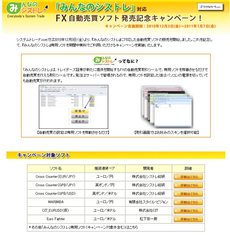 システムトレード専門サイト システムトレード Com みんなのシストレ対応fx自動売買ソフト の販売を開始 トレイダーズホールディングス株式会社のプレスリリース